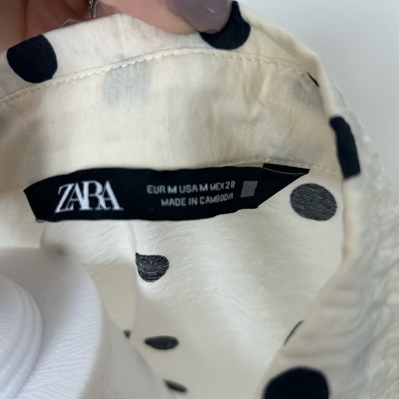 Zara Cream Button Down Shirt with Black Polka Dots - Picture 5 of 6